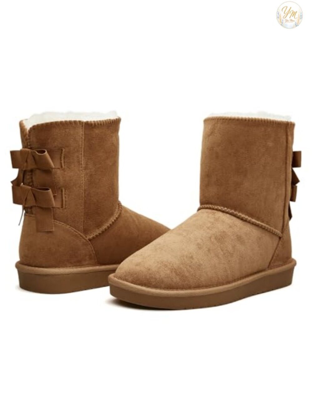 Women's Mid Calf Faux Suede Snow Boots Slip-On Faux Fur Lining Winter